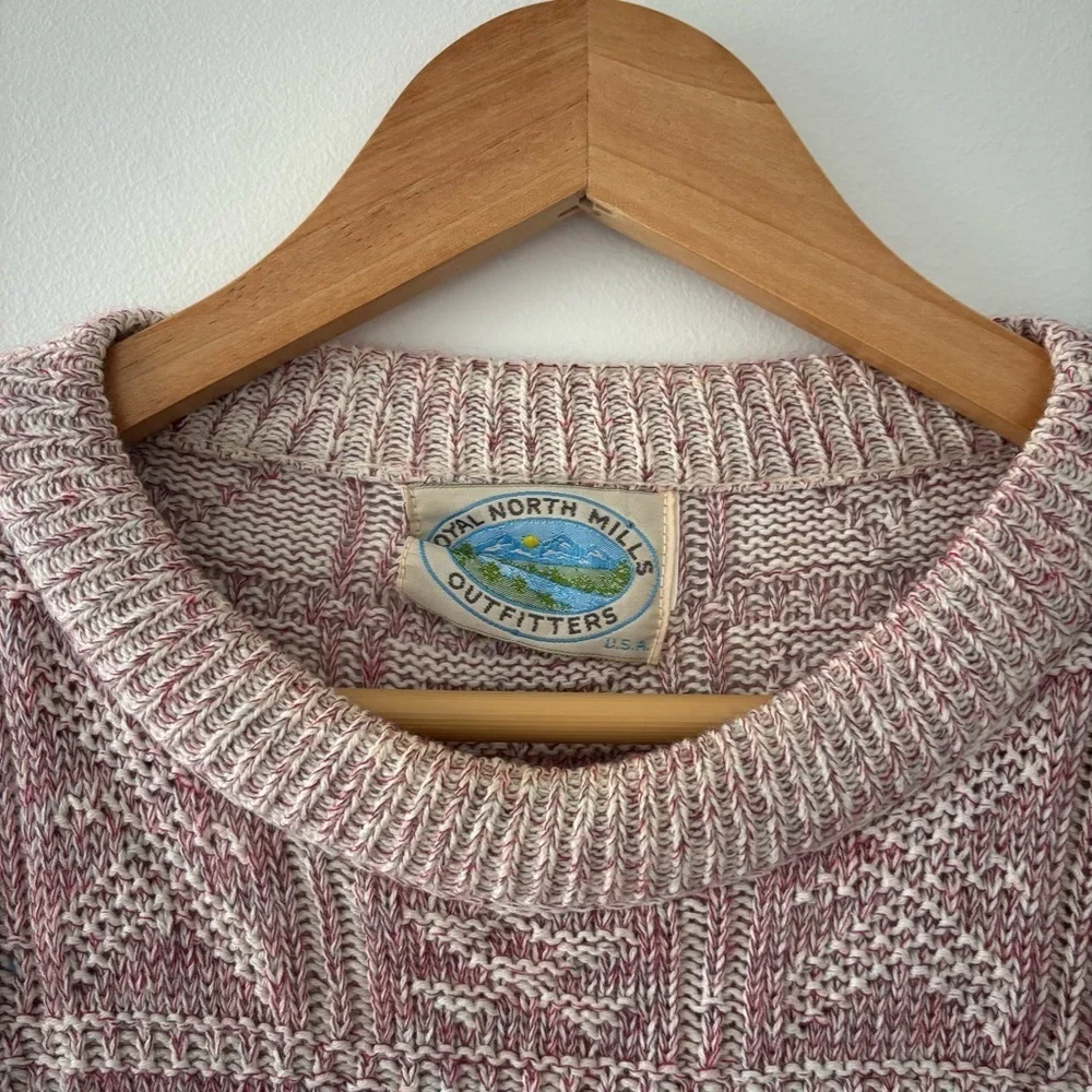 Vintage 1980's Retro Royal North Mills Textured Pink Oversized Sweater X-Large - Picture 6 of 9